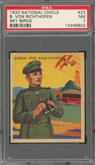 1933/34 R136 National Chicle "Sky Birds" #23 Baron von Richthofen ("The Red Baron") – PSA NM 7